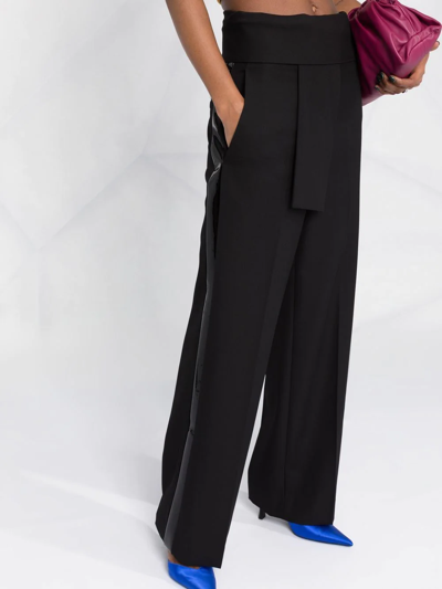 Shop Lanvin Side-stripe Wool Trousers In Black