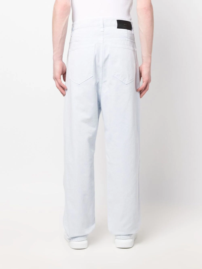 Shop Ami Alexandre Mattiussi Five-pocket Cotton Straight-leg Trousers In Blue