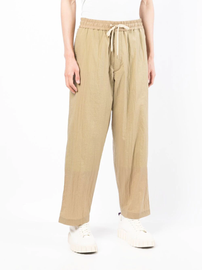 Shop Fumito Ganryu Wide Leg Cropped Trousers In Brown