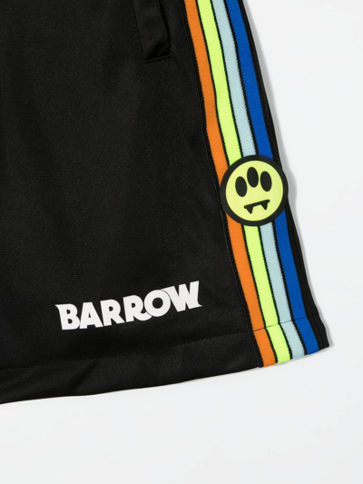 Shop Barrow Rainbow-stripe Track Shorts In Black