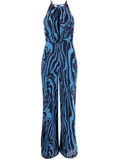 Shop Rotate Birger Christensen Abstract-print Jumpsuit In Blue