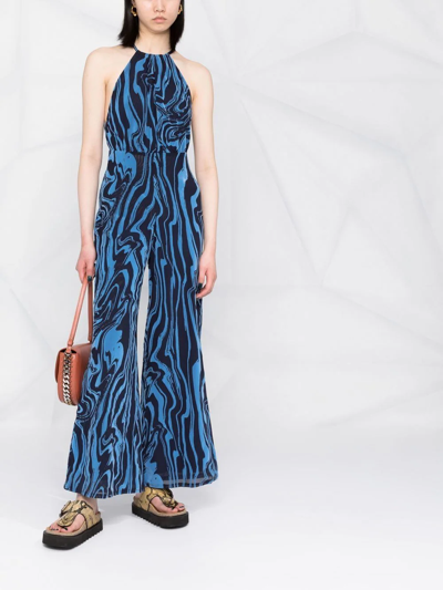 Shop Rotate Birger Christensen Abstract-print Jumpsuit In Blue