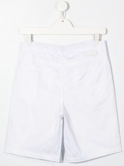 Shop Diesel Teen Straight-leg Cotton Shorts In White
