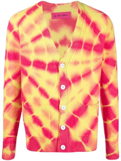 Shop The Elder Statesman Tie-dye Cashmere Cardigan In Yellow