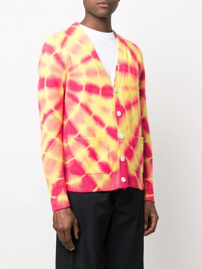 Shop The Elder Statesman Tie-dye Cashmere Cardigan In Yellow