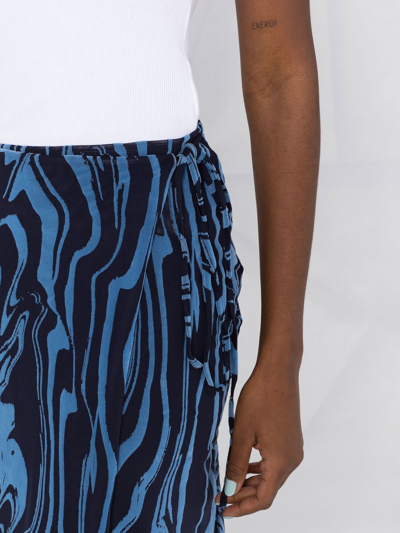 Shop Rotate Birger Christensen Adia Zebra-print Skirt In Blue