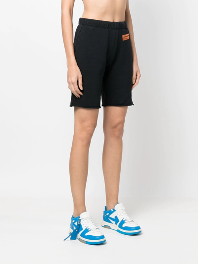 Shop Heron Preston Logo-patch Organic-cotton Knee-length Shorts In Black