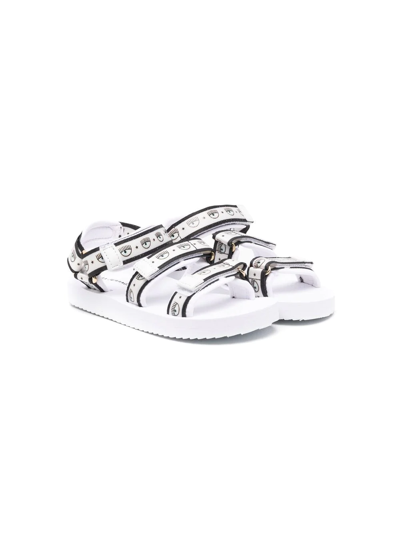 Shop Chiara Ferragni Logomania Touch-strap Sandals In White