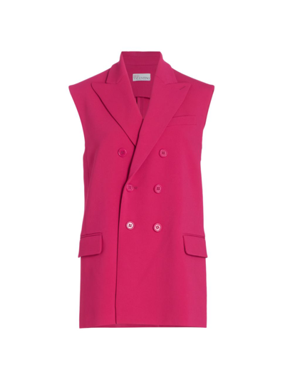 Shop Red Valentino Women's Peaked Double-breasted Twill Gilet In Magenta