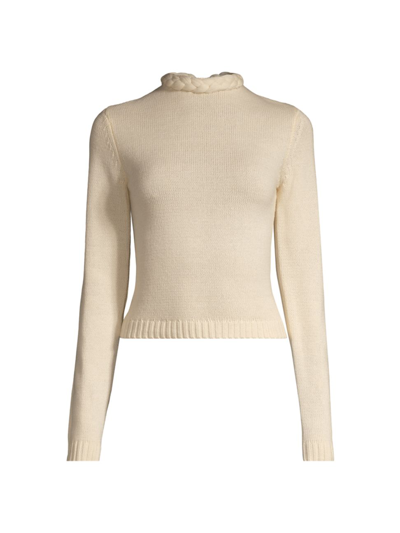 Shop Undra Celeste Women's Bold Braid Open Back Sweater In Cream
