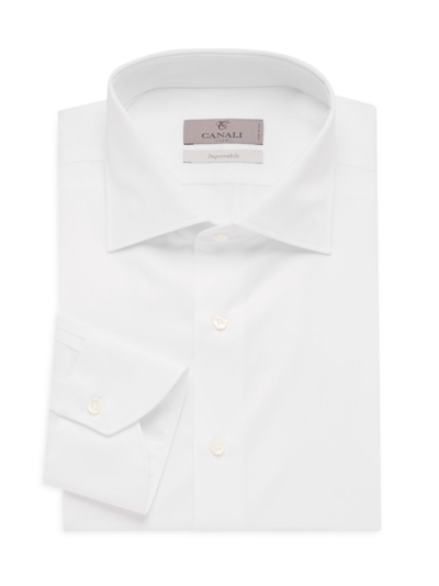 Shop Canali Men's Cotton Dress Shirt In White