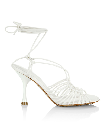Shop Bottega Veneta Women's Dot Leather Strappy Sandals In Bianco