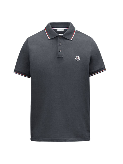 Shop Moncler Men's Cotton Short-sleeve Polo Shirt In Grey