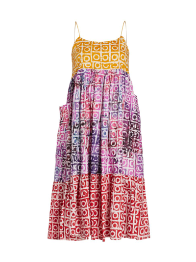 Shop Busayo Women's Ade Tiered Dress In Yellow Pink And Red
