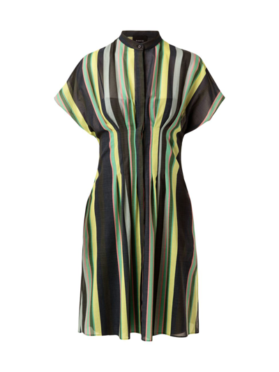 Shop Akris Women's Pleated Striped Knee-length Dress In Neutral