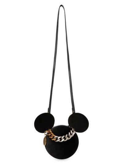 Shop Stella Mccartney Women's X Disney Fantasia Mickey Mouse Velvet Clutch-on-strap In Black