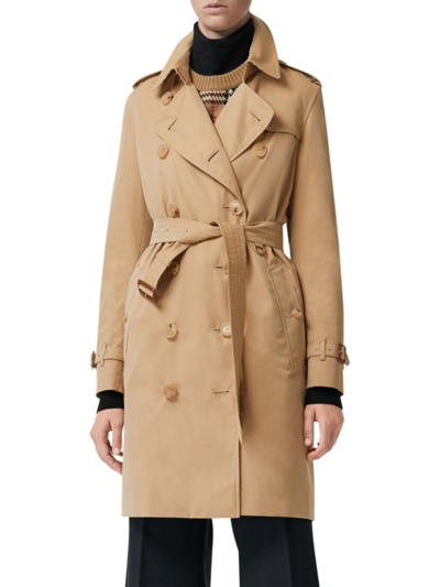 Shop Burberry Women's Kensington Belted Double-breasted Trench Coat In Honey