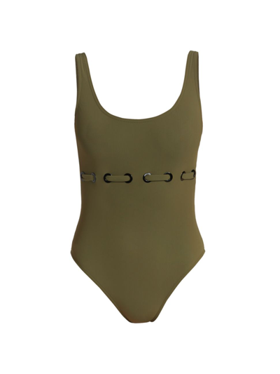 Shop Karla Colletto Swim Lucy One-piece Swimsuit In Olive