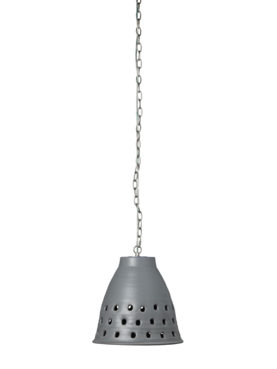 Shop Jamie Young Co. Perforated Tapered Ceramic Pendant Lamp In Grey