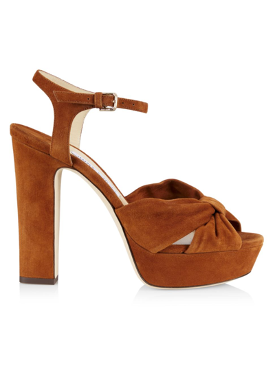 Shop Jimmy Choo Women's Heloise Suede Platform Sandals In Tan