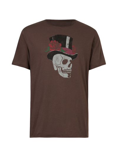 Shop John Varvatos Men's Skull Top Hat Crewneck T-shirt In Mocha