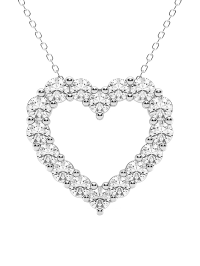 Shop Saks Fifth Avenue Women's 14k White Gold & 3 Tcw Lab-grown Diamond Open-heart Pendant Necklace
