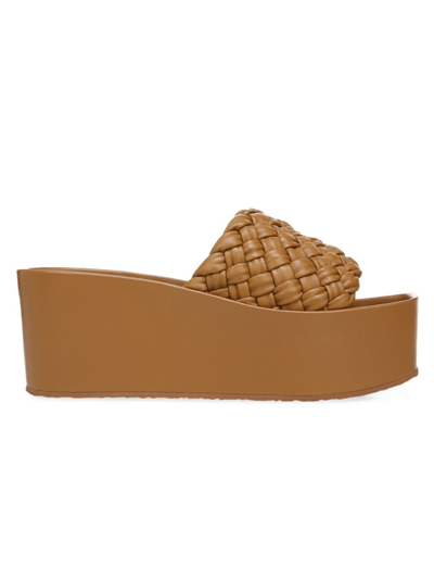 Shop Vince Women's Mari Woven Leather Wedge Platform Sandals In Tan