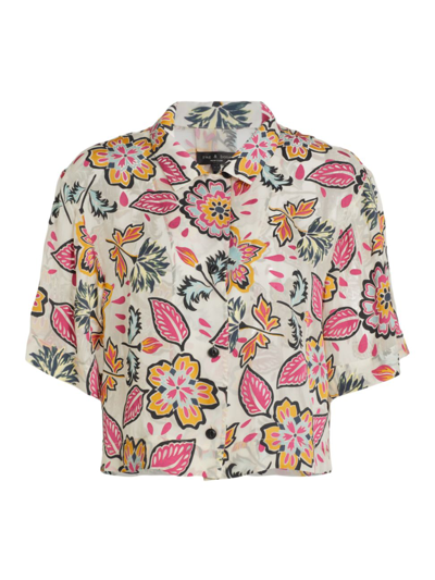 Shop Rag & Bone Women's Mare Cropped Floral Shirt In White Floral