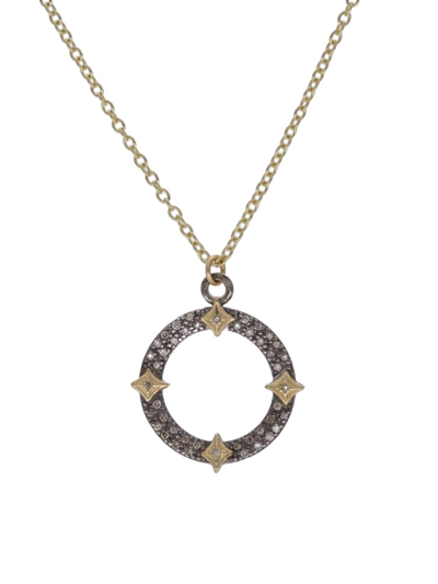 Shop Armenta Women's Old World 18k Yellow Gold, Sterling Silver, & Diamond Open-disc Pendant Necklace