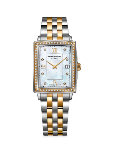 Shop Raymond Weil Women's Toccata Ladies Two-tone Stainless Steel & Diamond Bracelet Watch In Sapphire
