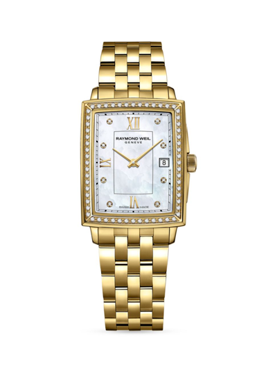Shop Raymond Weil Women's Toccata Ladies Goldtone Stainless Steel & Diamond Bracelet Watch In Sapphire