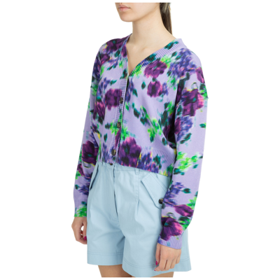 Shop Kenzo Women's Cardigan Sweater  Blurred Flowers In Purple