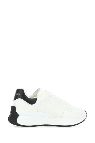 Shop Alexander Mcqueen White Leather Sprint Runner Sneakers White  Uomo 44