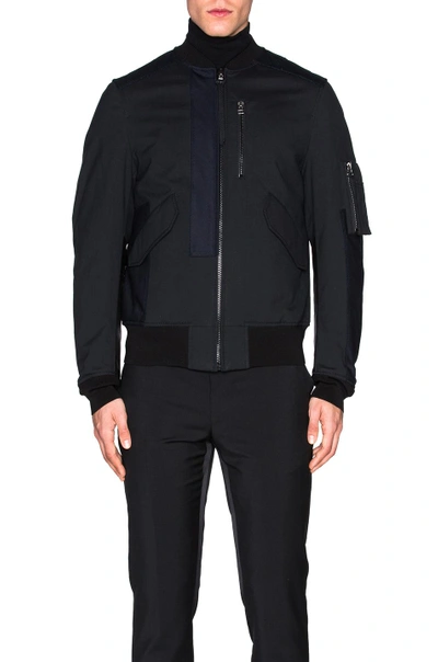 Shop Lanvin Matte Satin & Leather Bomber In Black