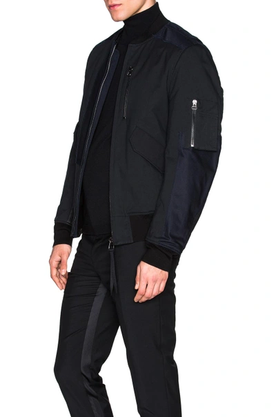 Shop Lanvin Matte Satin & Leather Bomber In Black
