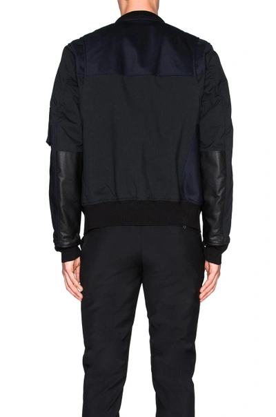 Shop Lanvin Matte Satin & Leather Bomber In Black