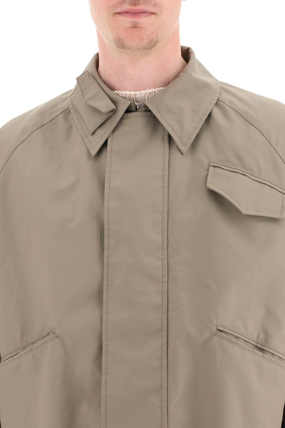 Shop Fendi Coated Linen Jacket In Brown