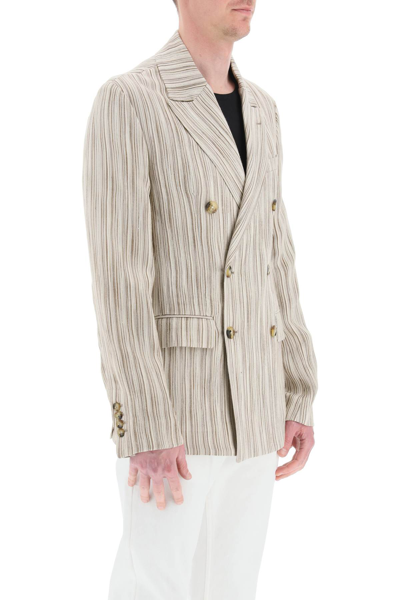 Shop Amiri Silk Viscose Blazer In Brown,beige,white