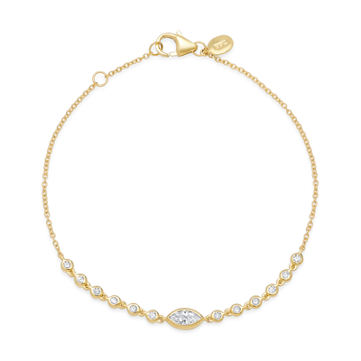 Shop Eriness Diamond Marquise And Bezel-set Sun Ray Bracelet In Yellow Gold,white Diamonds