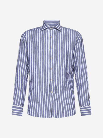 Shop D4.0 Striped Linen Shirt