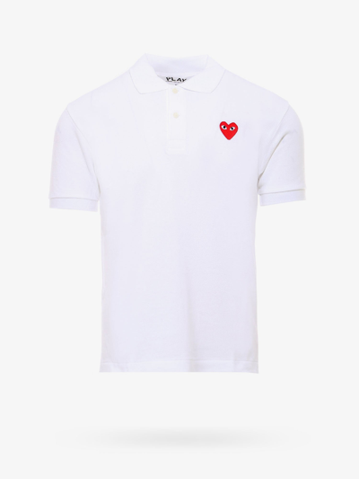 Shop Comme Des Garçons Play Polo Shirt In White