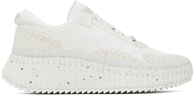 Chloé Nama Embroidered Suede And Recycled Mesh Sneakers In White