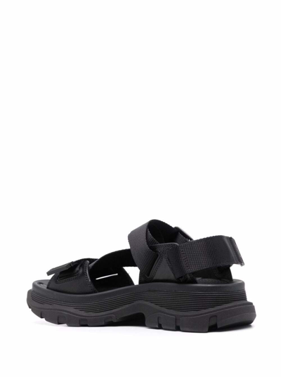 Shop Alexander Mcqueen Black Tread Sandals With Ergonomic Rubber Sole