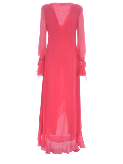 Blumarine Draped Ruffled Evening Dress In Fucsia | ModeSens