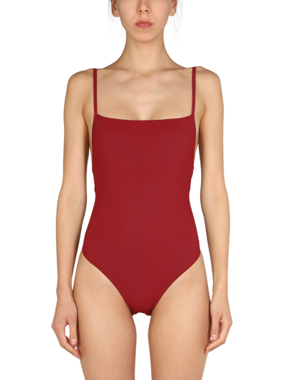 Shop Lido Nylon One Piece Swimsuit In Rosso