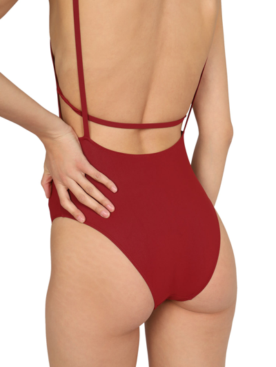 Shop Lido Nylon One Piece Swimsuit In Rosso