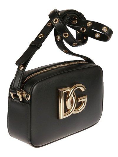 Shop Dolce & Gabbana Logo Plaque Top Zipped Crossbody Bag In Black