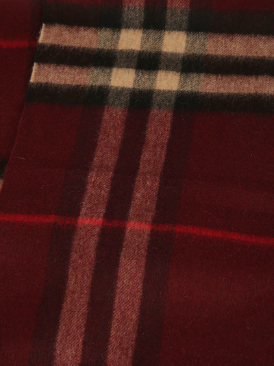 Shop Burberry Giant Check Scarf In Burgundy