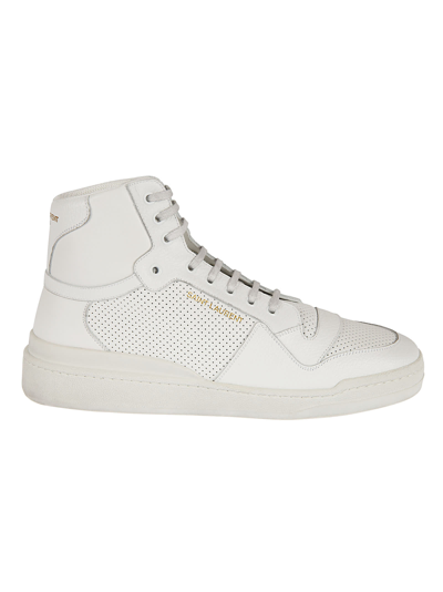 Shop Saint Laurent Sl24 Mid Top Sneakers In Optic White