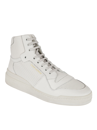Shop Saint Laurent Sl24 Mid Top Sneakers In Optic White